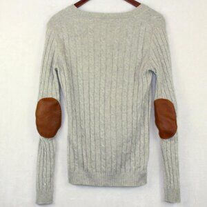 Avenue Foch Cashmere V Neck Sweater Elbow Patches Womens Small